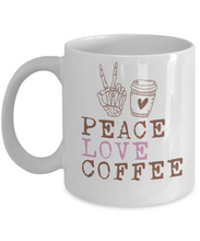 Load image into Gallery viewer, Coffee Themed Mug - Peace Love Coffee
