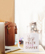 Load image into Gallery viewer, Coffee Themed Mug - Peace Love Coffee
